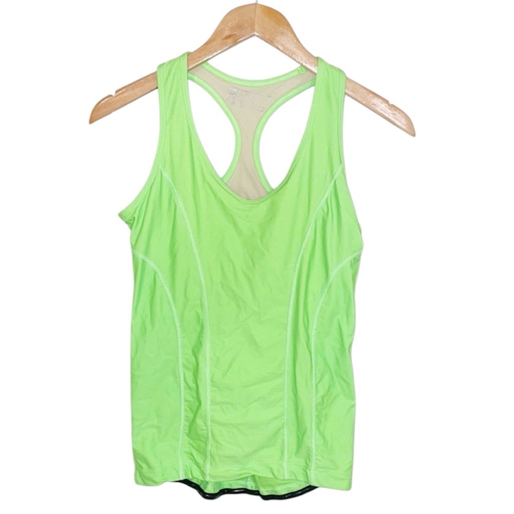 ALBION Racerback Tank Top Goldilocks Line With Shelf Bra Lime Green Size Medium